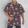 mens hawaiian shirt with skull tropical print